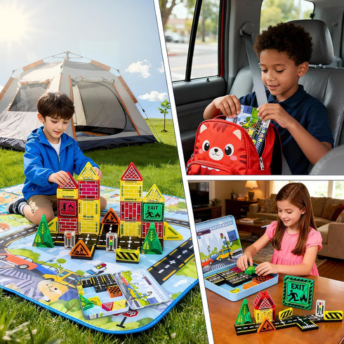 Tiles,42PCS 3+,Magnet Magnetic Magnetic Building Blocks with Metal Storage Box,Magnetic Tiles for Kids Ages Tiles