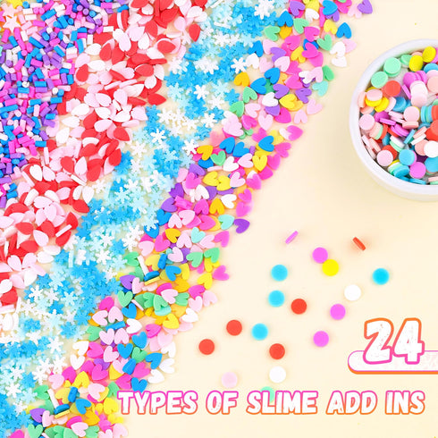 TINKRSTUFF 24-Grid Slime Mix Ins Non-edible Polymer Clay Slime Add Ins|Fake Sprinkles Kawaii Charms for Nail Art