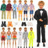 Miunana 10 Pcs Fashion Pack - 5 Sets of Casual Wear Clothes and 5 Shoes for Boy Doll, Random Styles Included
