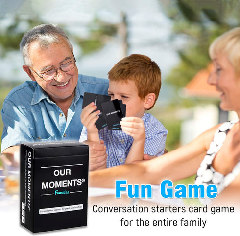 OUR MOMENTS Families: 100 Conversation Starter Cards for Families - Relationship Building for Car Travel & Family