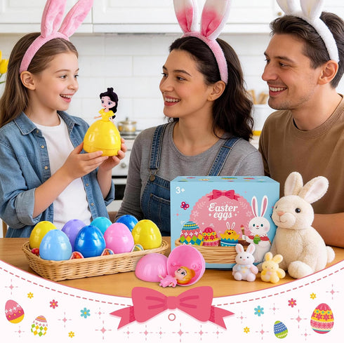 12 3+ Konijiwa Easter Gifts for Kids, Piece Prefilled Easter Egg,Perfect for Year Old Boys and Girls, Ideal for Easter