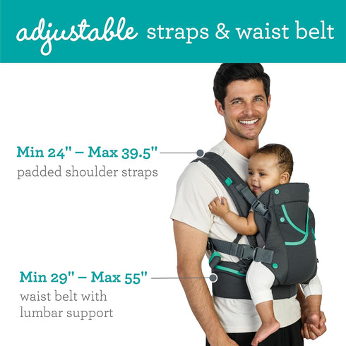Infantino Carry On Active - Ergonomic Multi-Pocket Infant & Toddler Carrier, 8-40 lbs, with Storage