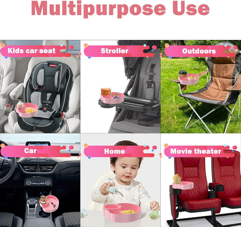 Kids Car Seat Tray, Travel Tray with Cup Holder for Toddler Baby, Kids Car Seat Food Snack Organizer for Road Trip