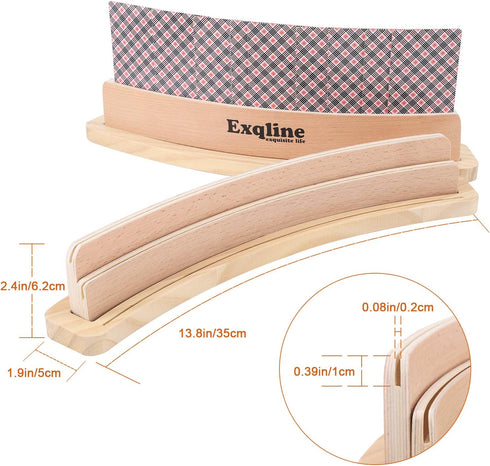 Set 2 13.8 1.9 2.4 Inch Exqline Curved Wooden Playing Card Holder Tray Rack Organizer of Solid Card Holder for Kids