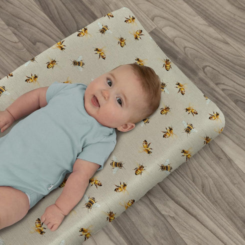 Summer 32''16'' Vintage Bees Changing Pad Covers for Baby Girl Boy Retro Neutral Bees Honey Fitted Changing Table Cover