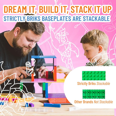12.5 15 inches Strictly Briks Mega Toy Building Block Baseplate, Beginner Bricks Stackable Plate, Large Pegs