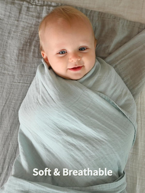 4 Pack 47x47 Inches, POMISO Muslin Swaddle Blankets for Boys & Girls, Newborn Receiving Blankets, Soft Breathable Baby