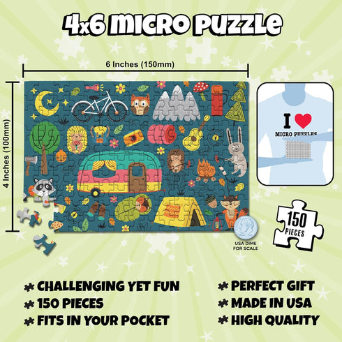 MicroPuzzles “Happy Campers” 2-Pack - Mini 150 Piece Puzzles for Adults and Teens