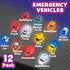 12 Pack Tub Works Emergency Cars Light Up Bath Toys, | Water-Activated Light Up Toys Flash & Change Color | Easy-Grip