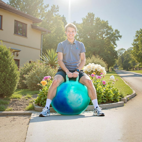 16+, 28 Hopper Ball for Adults & Teens in Bouncy Ball with Handle, Sit On Hippity Hop Exercise with Air Pump, Active
