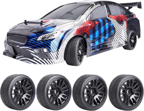 HobbyPark Glued 1/10 On-Road RC Touring Tires and Wheels Set for 1/18 Traxxas Latrax Teton (4-Pack, Color A)