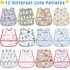 12 Pcs Baby Waterproof Bibs with Food Catcher, Adjustable Snaps Feeding Bibs for Toddlers (6 to 36 Months)