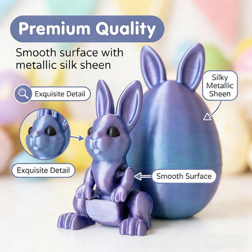 JimSeiSei 6PCS 3D Set Printed Easter Eggs with Articulated Rabbit Inside, Prefilled Surprise Eggs for Easter Basket