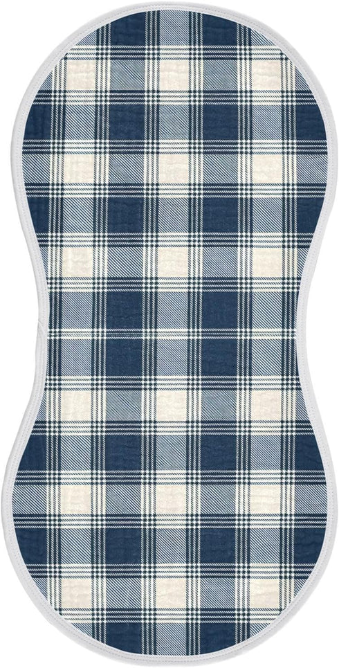 FLildon Muslin Burp Cloth for Baby 1PC Navy Plaid Super Absorbent Burping Cloths,