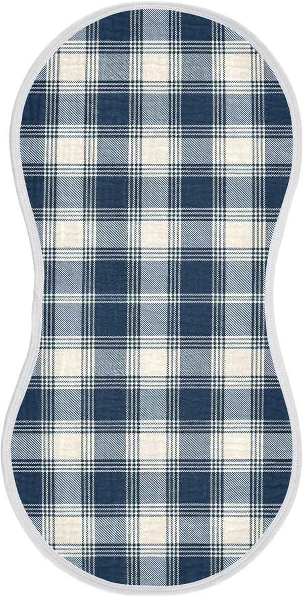 FLildon Muslin Burp Cloth for Baby 1PC Navy Plaid Super Absorbent Burping Cloths,