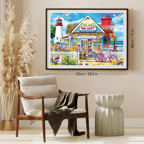 ZSYCZAO 500 20.5 15 Piece Puzzle for Adults Coastal Flowers and Ocean View Jigsaw Puzzle for Family and Adults Relaxing