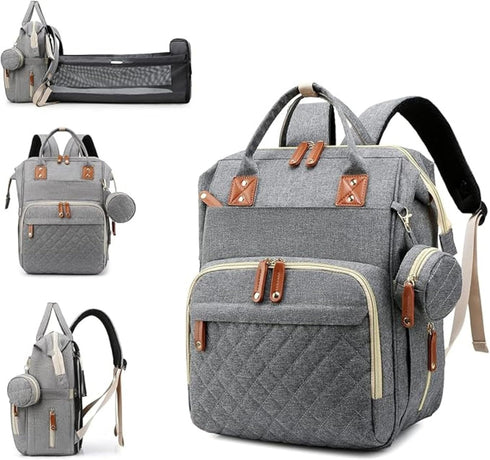 Sweet BB Baby Diaper Backpack with Changing Pad, Waterproof, USB Port, Large Capacity (Gray)