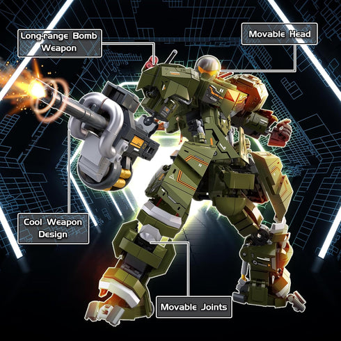 Set 598 BDXEJV Mech Robot Transforming Building Blocks for Adults, Green City Protector Mecha Model Action Figures