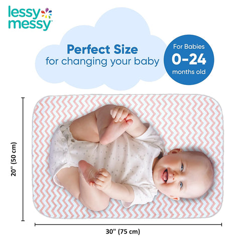 Extra Large Waterproof Baby Changing Pad for Dresser - Portable Travel Changing Mat in Peach Chevron