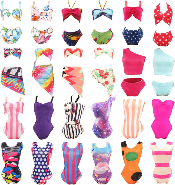 BARWA 5 Sets Swimwear Swimsuit Beach Bikini Bathing Clothes with Shoes for 11.5 Inch Doll
