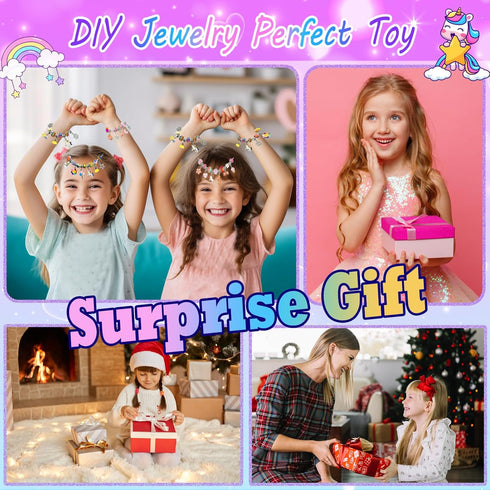 Charm Bracelet Making Kit for Girls 8-12, DIY Bead Jewelry Kit with Box, Unicorn Mermaid Arts and Crafts