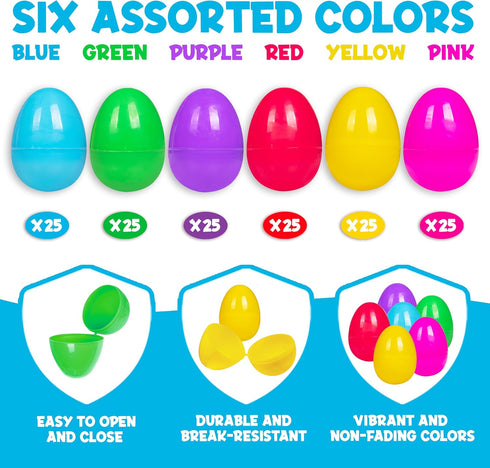 150 Pack Giraffe Fillable Easter Eggs Bulk Multi Color Empty Plastic Eggs for Kids - Easter Basket Stuffers for Kids