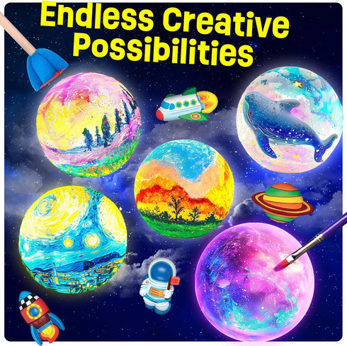 Paint Your Own Moon Lamp Kit, DIY 3D Space Moon Night Light, Art Supplies for Kids Ages 8-12, Birthday Gift