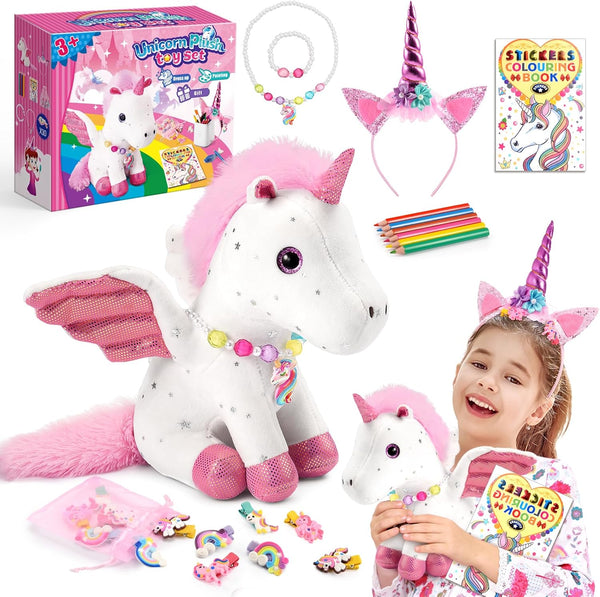 21-Piece Unicorn Gift Set for Girls Ages 3-8 | Soft Plush Stuffed