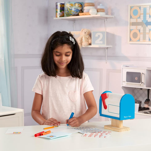 Melissa & Doug My Own Wooden Mailbox Activity Set - Educational Toy with Reusable Letters for Kids 4+