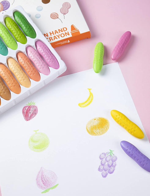 24 1-8 YPLUS Peanut Crayons for Kids, Pastel Colors, Non-Toxic, Washable, Durable, Easy to Grip, Bright Colors, Ideal