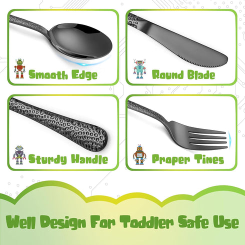 HaWare 9-Piece Toddler Kids Silverware Set, Stainless Steel Hammered Flatware, Includes 3 Spoons, 3 Forks, 3 Knives for