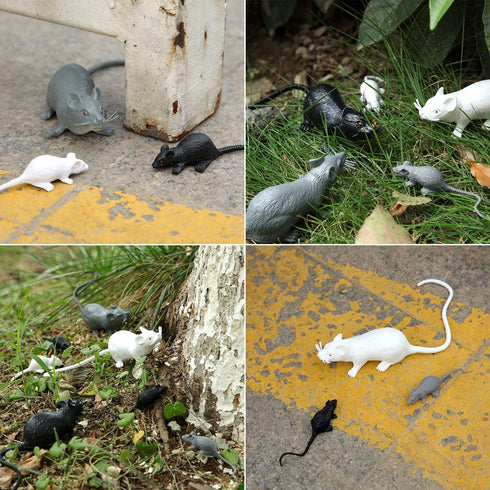 Boao 33 Pcs Plastic Fake Rat Toys, Realistic Halloween Pranks Mice Decorations for April Fools Day Party Supplies