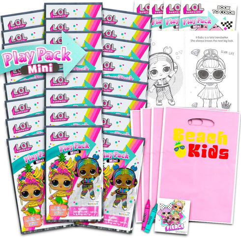 Mini Party Favor Set for Kids - 24 Grab n Go Play Packs with Coloring Pages & Stickers