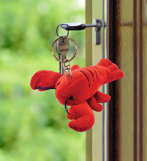 Puzzled Lobster Plush Keychain - 4 Inches, Soft Plush Ocean Life Animal Red Lobster Charm