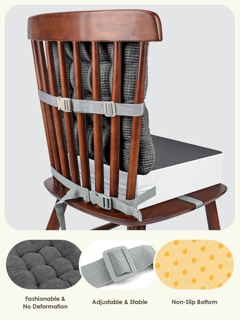 JLGCUF Booster Seat for Kitchen Chair, Toddler Booster Seats with Adjustable Washable Safety Belts,Kitchen Dining Table