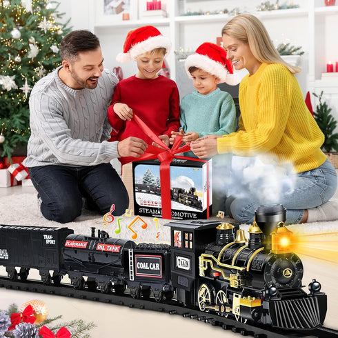 Set Sets 3 4 5 6 7 8 Train for Kids, Train Toy w/Steam, Light & Sounds, Christmas Train for Under The Tree, for Year