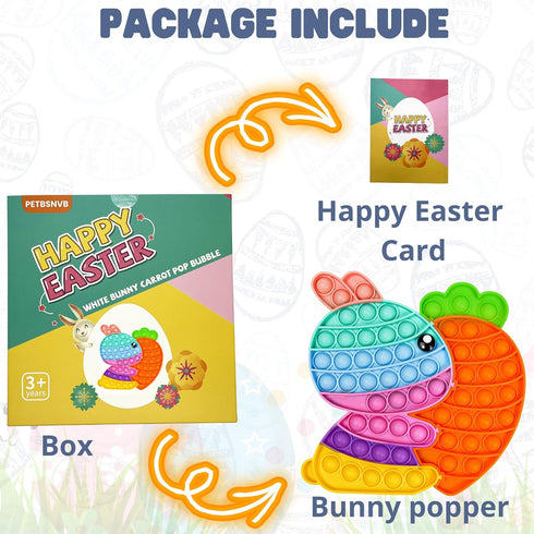 Easter Bunny Poppers, Bunny Carrot Pop Bubble Fidget Sensory Toy, Puzzle Popper, Easter Gifts for Kids,Toddler, Easter