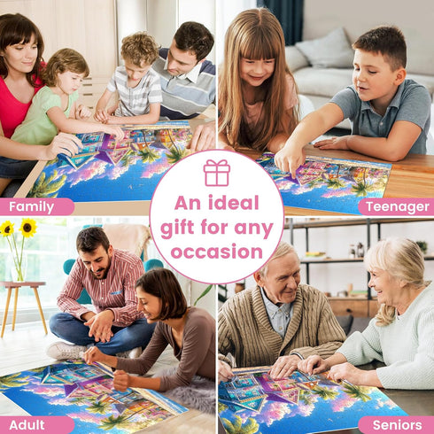VOLUVOLU 300 300 Entertainment(20.5 15 Pieces Jigsaw Puzzles for Adults, Color House Puzzle for Adults Children