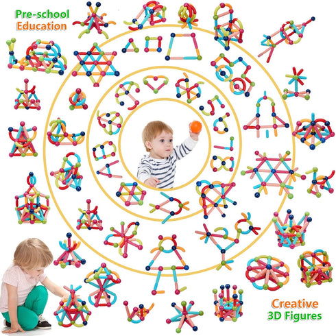 Set 6-9+Years COUOMOXA Magnetic Building Blocks STEM for Kids: Educational Magnetic for Old for Boys Girls