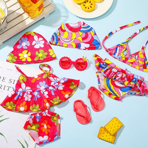 Kajaia 8 Pcs Doll Swimsuit 18 Inch Doll Clothes and Accessories Doll Bikini Swimsuit Dress Flip Flops Hat Outfit Swimsuit Accessories for 18 Inch Girl Doll