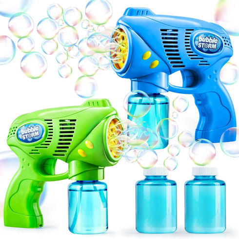 JOYIN 2 Kids Bubble Gun with 2 Bottles Bubble Refill Solution, Bubble Machine Gun for Toddlers, Summer Outdoor Gift