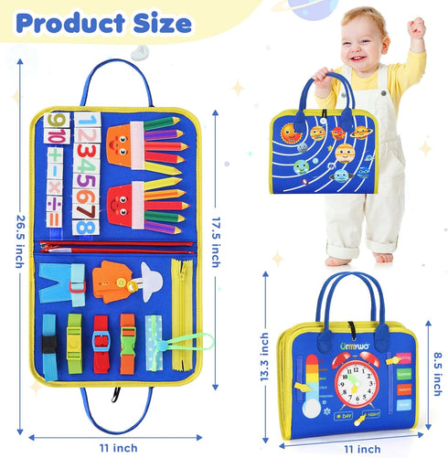 1 2 3 4 URMYWO Busy Board - Montessori Toys for Year Old, Busy Book Toddler Activities with Fine Motor Skills, Autism