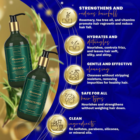 Set B3, Baby Hair Botanical Shampoo & Conditioner - Anti Hair Fall & Hair Growth Formulas with Panthenol, Tea Tree Oil