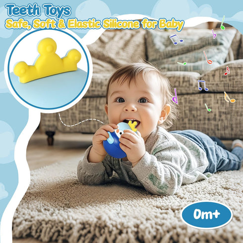 Yaozyety 3-12 Baby Penguin Wobble Toys, Infant Roly-Poly Tumbler Musical Wobbler, Babies Sensory Development & Teething