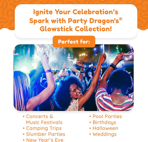 Glow Fever 1200pcs Bulk Glowsticks Party Pack, 600 8" Glow Sticks and Connectors for Concerts, Weddings, Birthdays