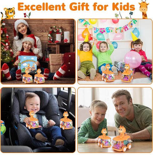 Baby Toy Cars Press and Go Car for Toddlers, Light Up Birthday Gifts for Kids Boys Girls, Giraffe 2PCS