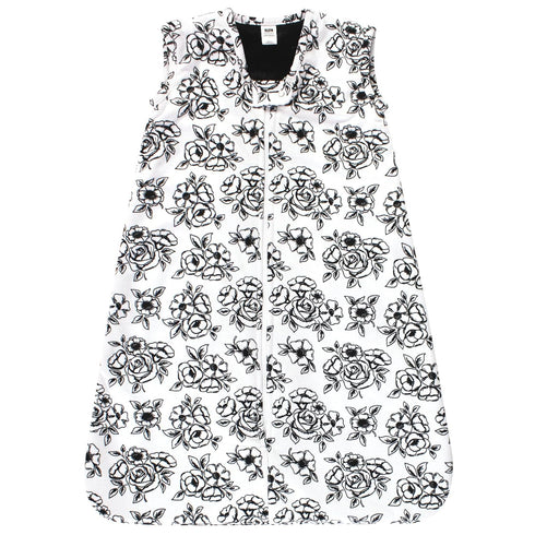 Hudson Baby Unisex Plush Faux Fur Sleeping Bag, Wearable Blanket for 6-12 Months, Black Toile