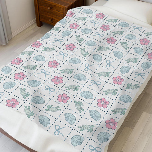Selgkds Summer 60x80inch Boho Sea Turtles Seashells Bows Baby Blankets for Girl Boy Infant Newborn Toddler Nursery Crib