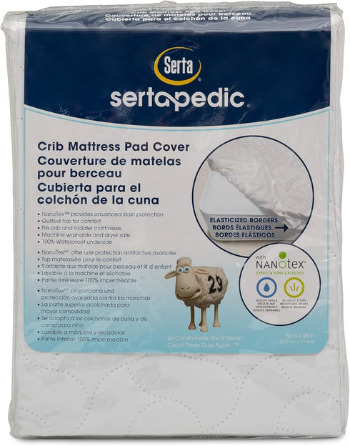 52"x 28", Serta Sertapedic Crib Mattress Protector with Nanotex Stain Repel and Release Washable and Waterproof