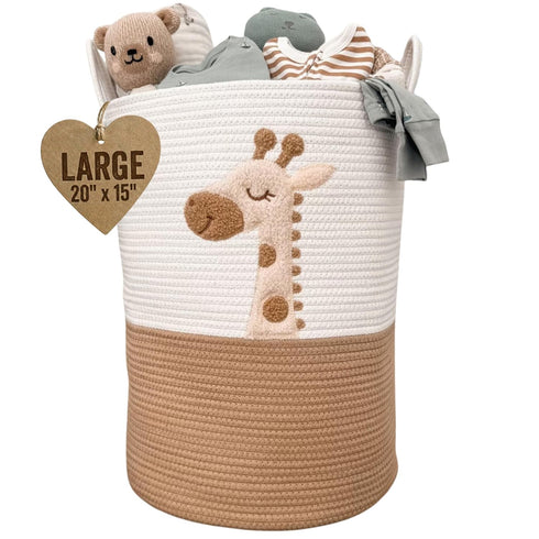 Baby Laundry Basket & Nursery Hamper 20"x15" Large Giraffe Baby Hamper for